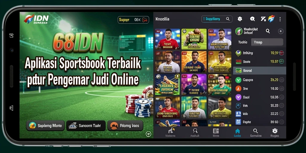 Screenshot utama 68IDN yang menunjukkan fitur Sportsbook.
