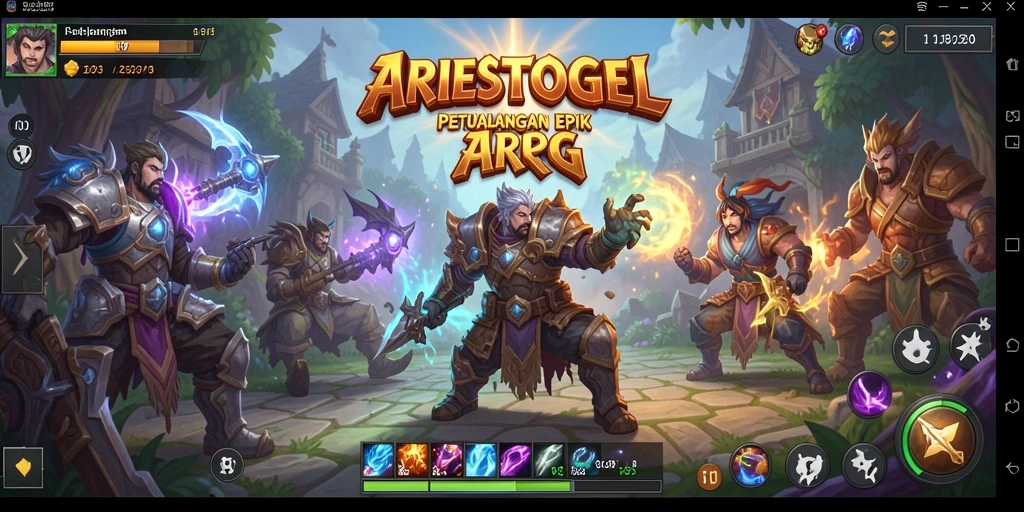 Screenshot ARIESTOGEL menampilkan aksi pertarungan yang intens di dunia fantasi.