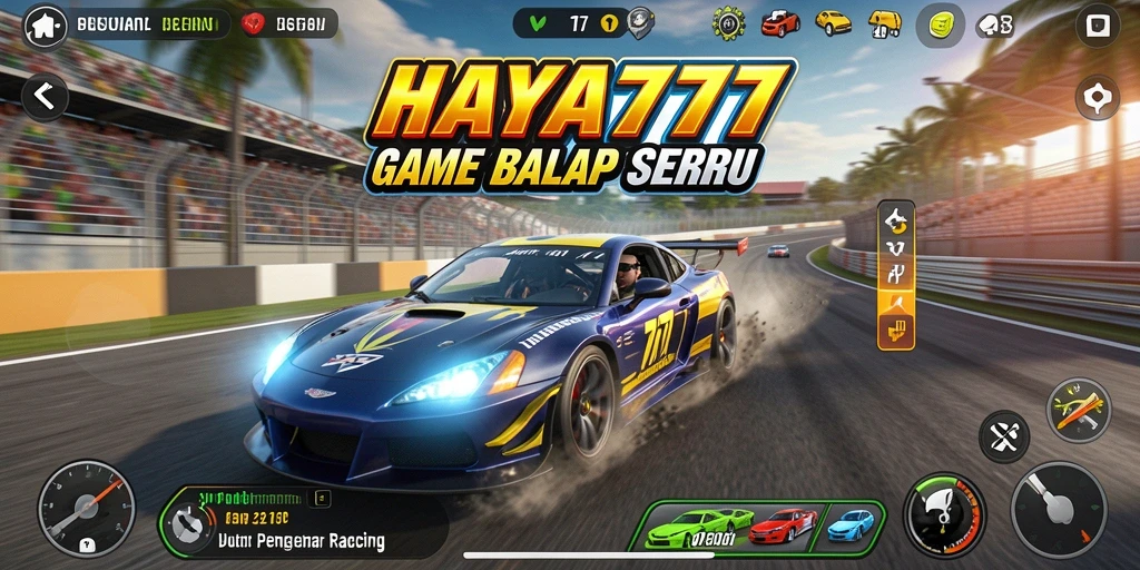 Gameplay balap seru di HAYA777 dengan mobil-mobil keren.