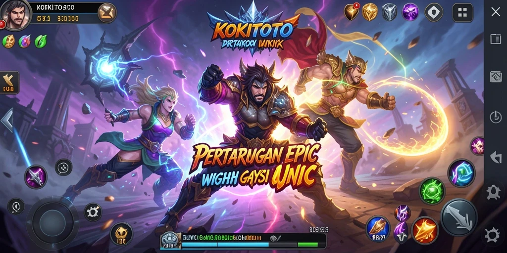 Tampilan gameplay mendebarkan dengan karakter unik bertarung.