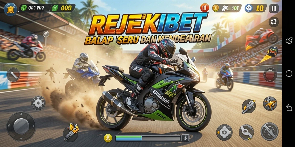 Gameplay menegangkan dalam balapan motor yang seru.