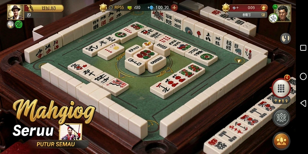 Tampilan gameplay RP55 yang menarik dan menantang dalam Mahjong.